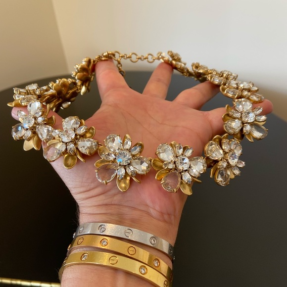 NWT luxe party authentic classic J. Crew flower bomb crystal statement necklace - Picture 12 of 17
